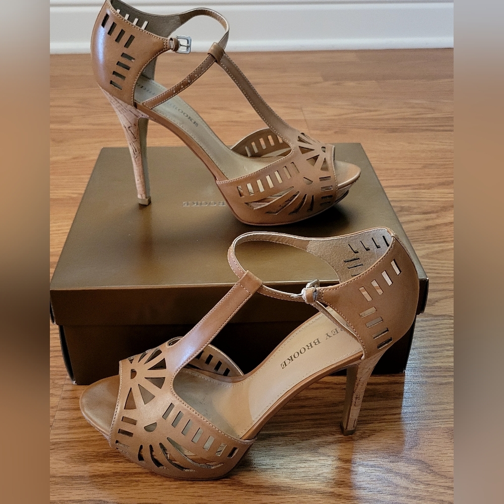 Audrey Brooke Tan Cutout Heels